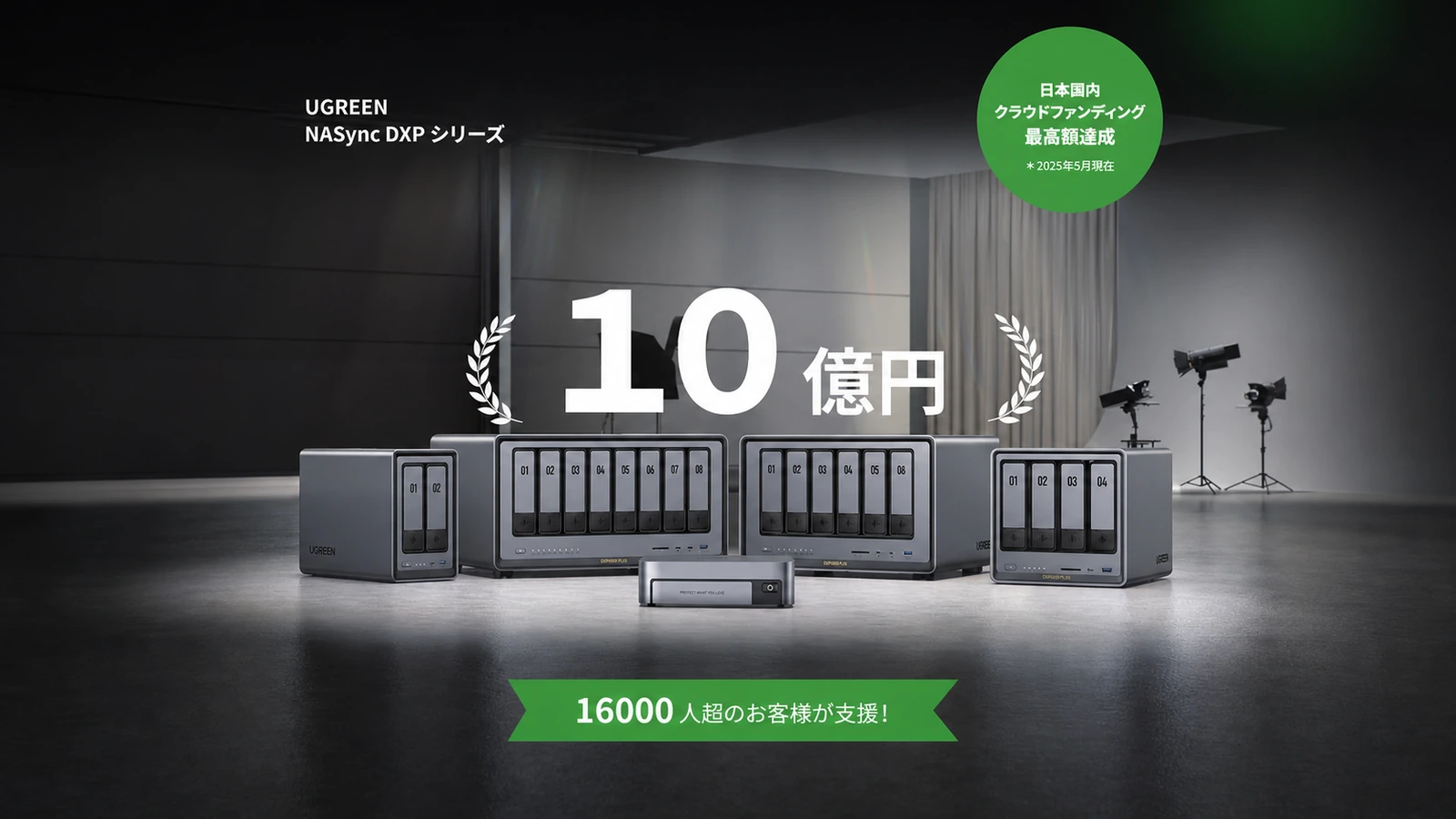 2ベイから8ベイまでそろうUGREEN NASync DXPシリーズのビジュアル