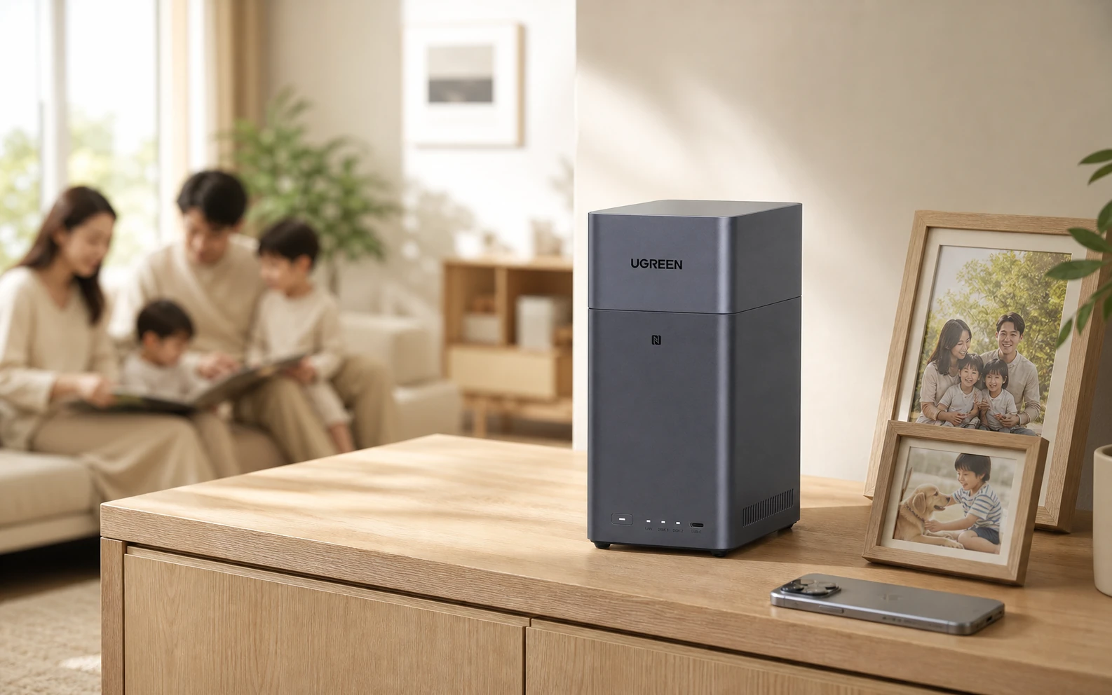 家族の写真を保存するUGREEN NASync DH2300の利用シーン